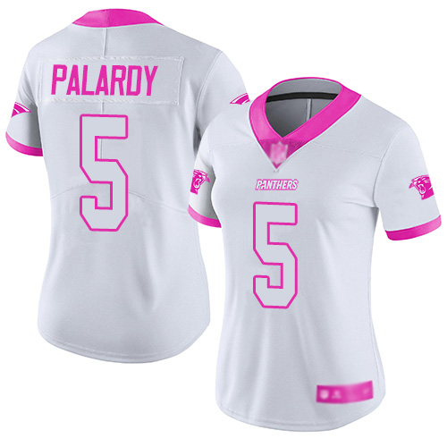 Carolina Panthers Limited White Pink Women Michael Palardy Jersey NFL Football #5 Rush Fashion